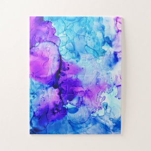 Lila und blaues Wasserfarbenmuster Puzzle