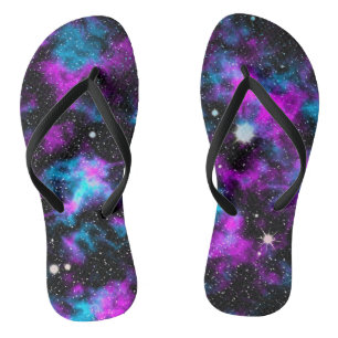 Lila und Blaugalaxie Flip Flops