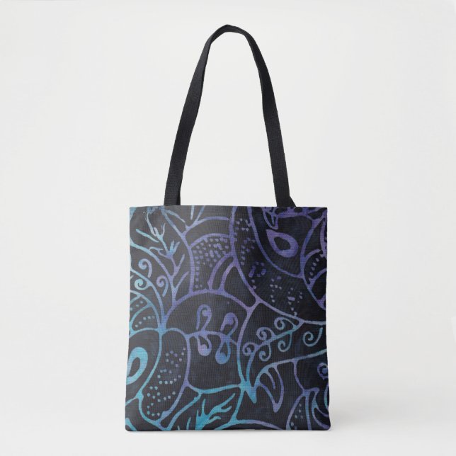 Lila und Blue Boho Batik Abstrakt Foliage (Vorderseite)