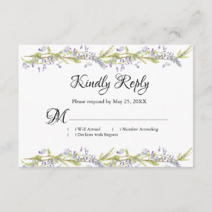 Lila und Blue Boho Floral UAWG Response Card RSVP Karte