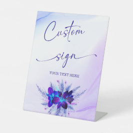 Lila und Blue Orchid-benutzerdefiniertes Zeichen Sockelschild