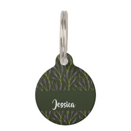 Lila und braune Blütenmuster Haustiermarke