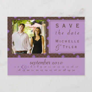 Lila und brauner Kreis Save the Date Ankündigungspostkarte