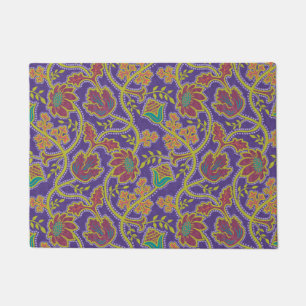 Lila und Chartreuse Blumen-Chintz Fußmatte