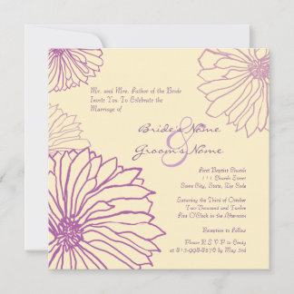Lila und Creme Mama Blume Einladung Hochzeit