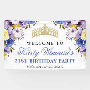Lila und Creme Sommerblumen Geburtstag Banner