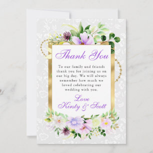Lila und Creme Sommerblumen Goldene Hochzeit Dankeskarte