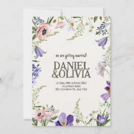 Lila und cremefarbene Blütenhochzeit Einladung