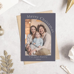 Lila und cremefarbenes Foto Feiertagskarte