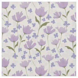 Lila und cremige Elfenbein-Blume Blumendruck Stoff