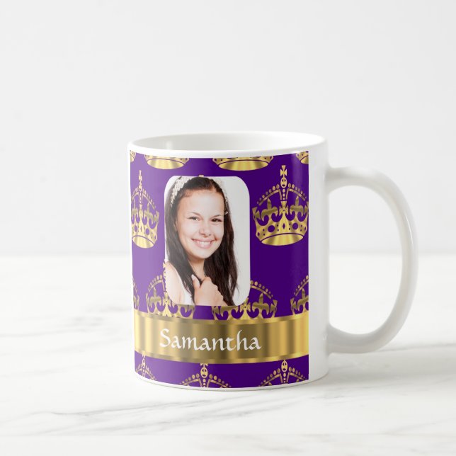 Lila und der Goldkrone personalisiertes Foto Kaffeetasse (Rechts)