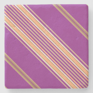 Lila und Ecru, Stripes Square Untersetzer