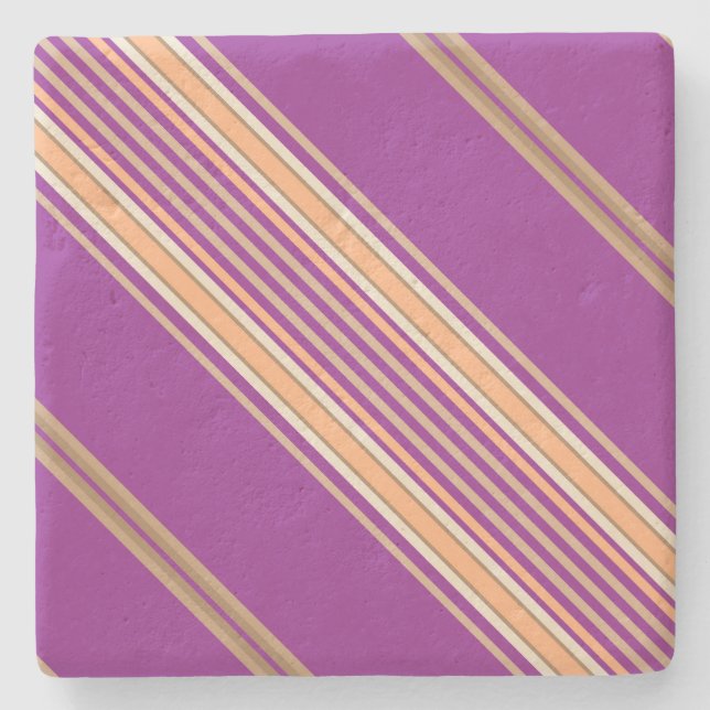 Lila und Ecru, Stripes Square Untersetzer (Vorderseite)
