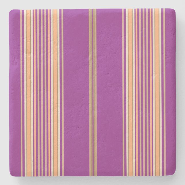 Lila und Ecru, Stripes Square Untersetzer (Vorderseite)