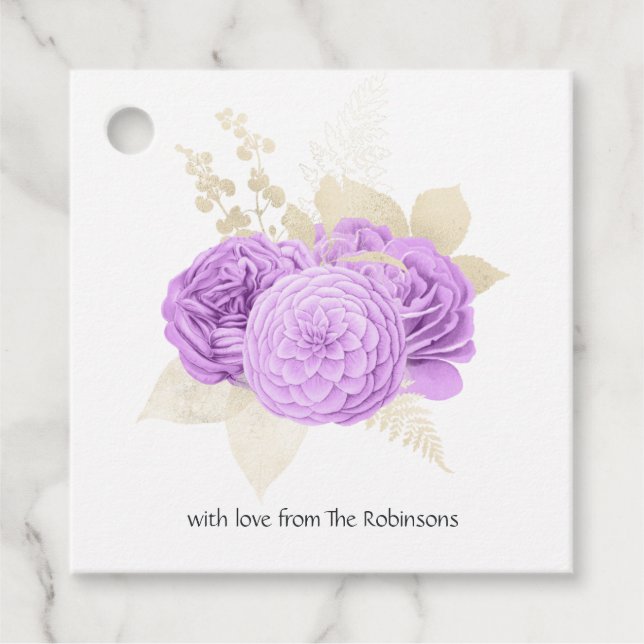 Lila und Elfenbein Geschenkanhänger (Vorderseite)