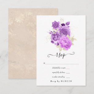 Lila und Elfenbein Hochzeit RSVP Karte