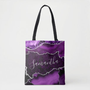 Lila und falscher Silber-Glitter-Marmor-Achat
