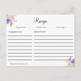 Lila und floralfarbene Rezeptur Postkarte