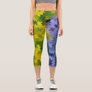 Lila und gelb  capri leggings