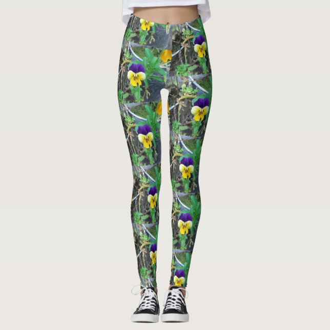 Lila- und Gelbblüte Leggings (Vorderseite)