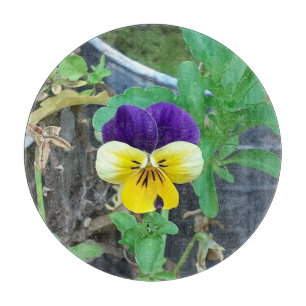 Lila- und Gelbblüte Schneidebrett