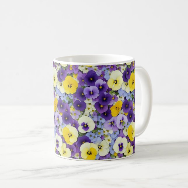 Lila und gelbe Blume Kaffeetasse (VorderseiteRechts)