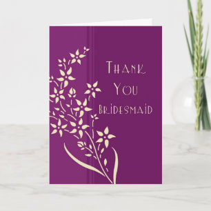 Lila und gelbe Blumen Danke, Bridesmaid Card Dankeskarte