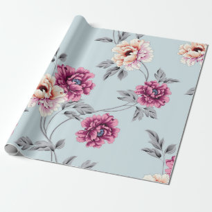 lila und gelbe Blumen mit Blättermuster auf b Geschenkpapier