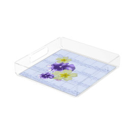 Lila und gelbe Blumen Notizzettel Acryl Tablett