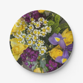 Lila und gelbe Blumen Pappteller