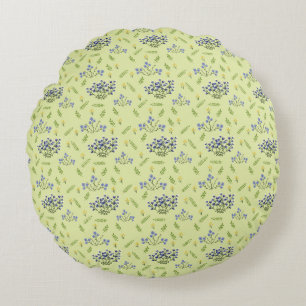lila und gelbe Blumenmuster Rundes Kissen
