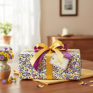Lila und gelbe Blüten Geschenkpapier