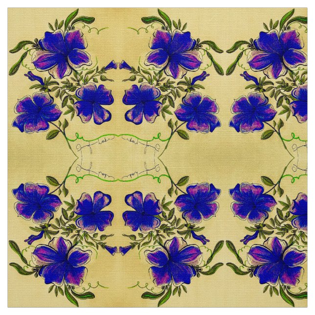 Lila und gelbe Blüten Stoff (Muster)