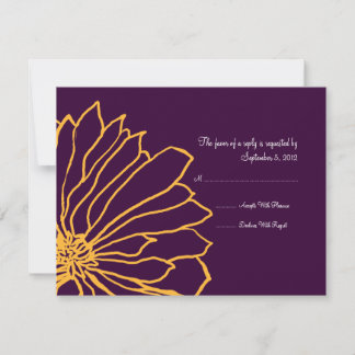 Lila und gelbe Blütenhochzeit UAWG RSVP Karte