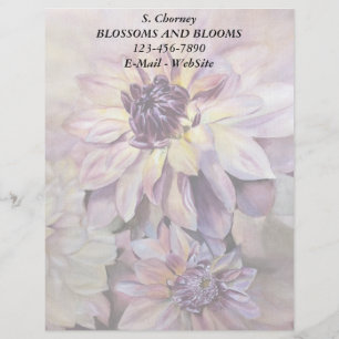 LILA UND GELBE DAHLIAS KUSTIERBARE LETTERHEAD BRIEFBOGEN