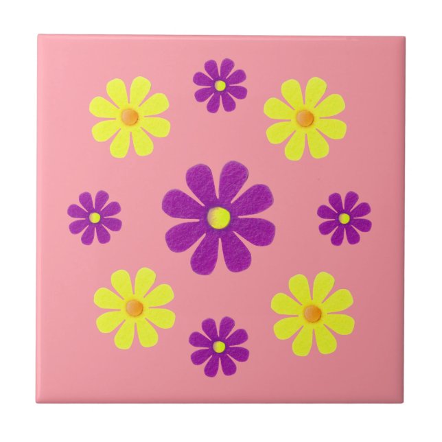 Lila und gelbe Frühlingsblumen für die Küche Fliese (Vorderseite)