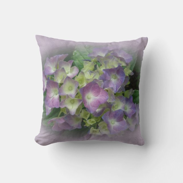 Lila und gelbe Hydrangeas - Kissen (Vorderseite)