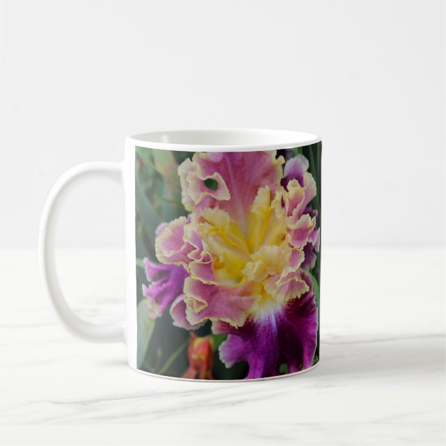 Lila und gelbe Iris-Tasse Kaffeetasse (Links)