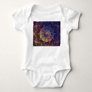 Lila und gelbe Mandala: handgezeichnet Design Baby Strampler