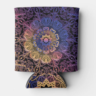 Lila und gelbe Mandala: handgezeichnet Design Dosenkühler