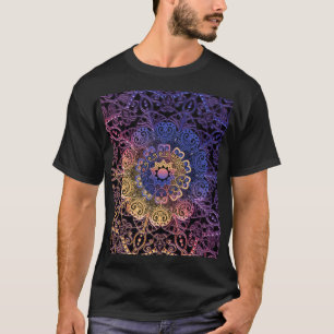 Lila und gelbe Mandala: handgezeichnetes Design T-Shirt