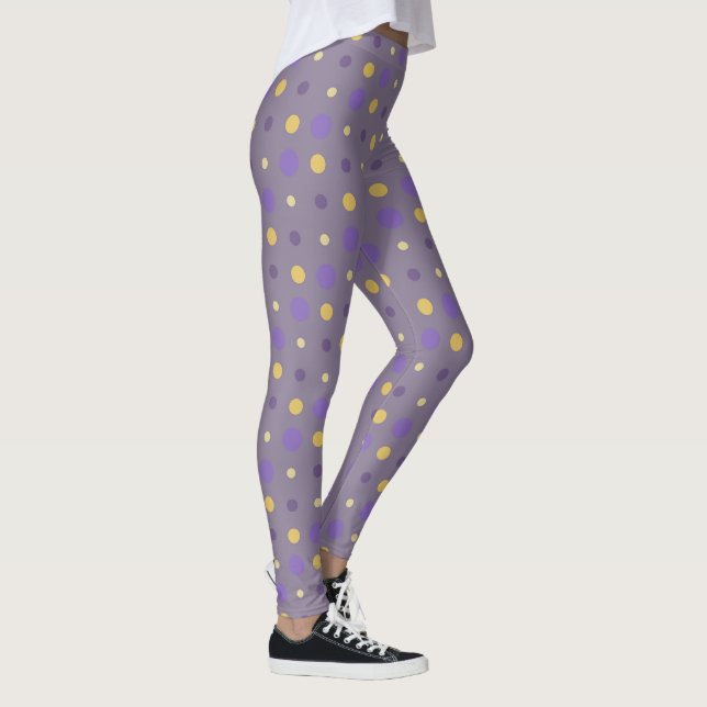 Lila und gelbe Punkte Leggings (Rechts)