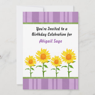 Lila und gelbe Sonnenblume Geburtstag Einladung