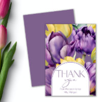 Lila und gelbe Tulpen Brautparty Vielen Dank