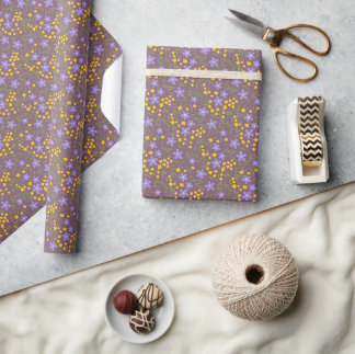 Lila und gelbe Wildblume Geschenkpapier