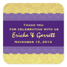 Lila und gelber Damast Vielen Dank für Ihre Hochze