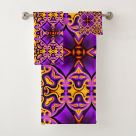 Lila und gelbes Badetuch Set
