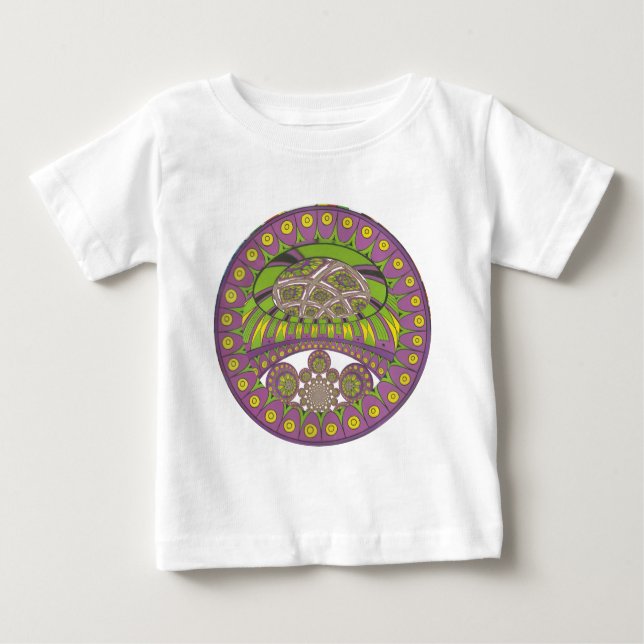 Lila und gelbes Kaleidoskop Baby T-shirt (Vorderseite)
