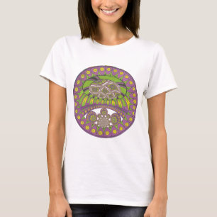 Lila und gelbes Kaleidoskop T-Shirt