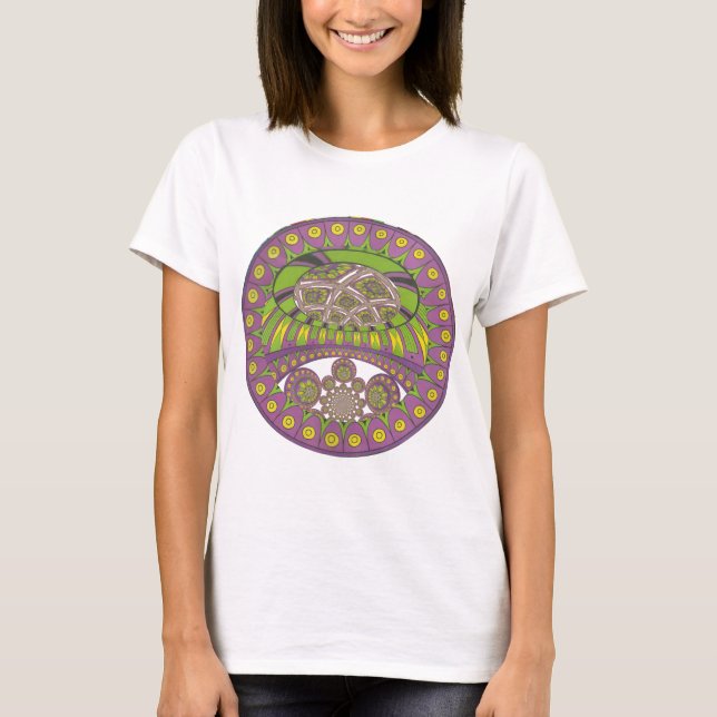 Lila und gelbes Kaleidoskop T-Shirt (Vorderseite)